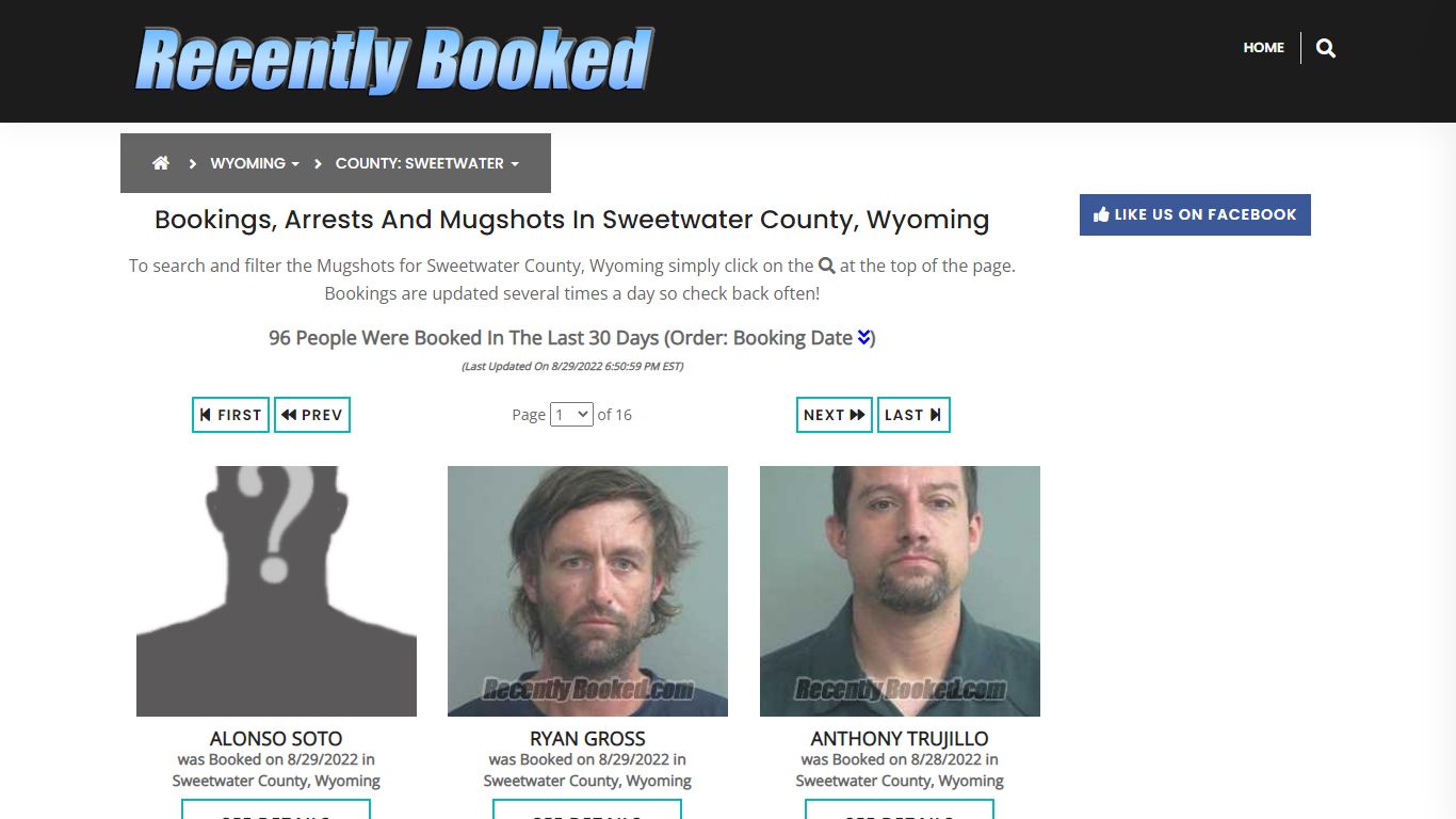 Bookings, Arrests and Mugshots in Sweetwater County, Wyoming