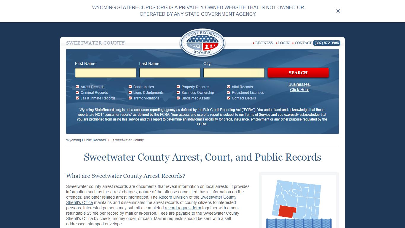 Sweetwater County Arrest, Court, and Public Records